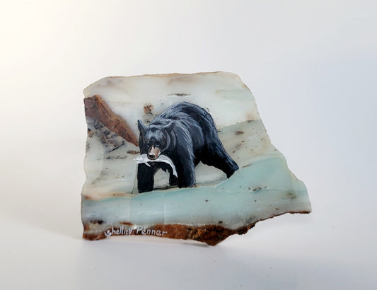 Bear Painting On Ocean Picture stone