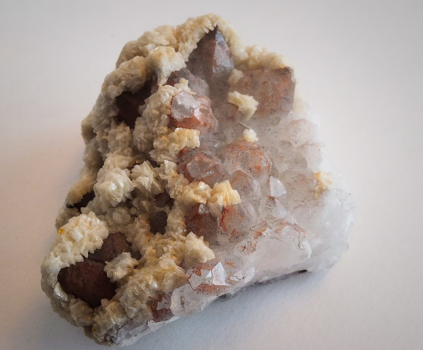 Baryte On hematite Quartz With Pyrite